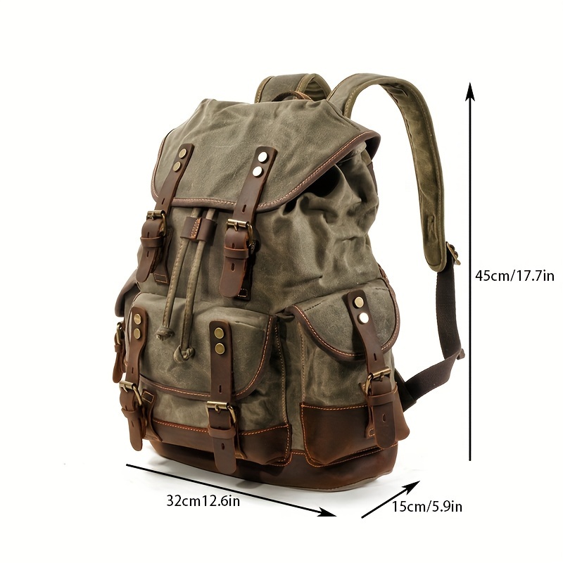 Muchuan Katoen Olie Wax Canvas Rugzak Heren Grote Capaciteit Vintage Waterdichte Rugzak 15 "Laptops Daypacks Klinknagels Boekentas