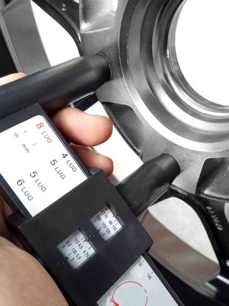 8 LUG Wheels Modified Hole Distance Ruler Wheel Rim Hole Distance Measuring Tool Bolt Pattern Black PCD Caliper