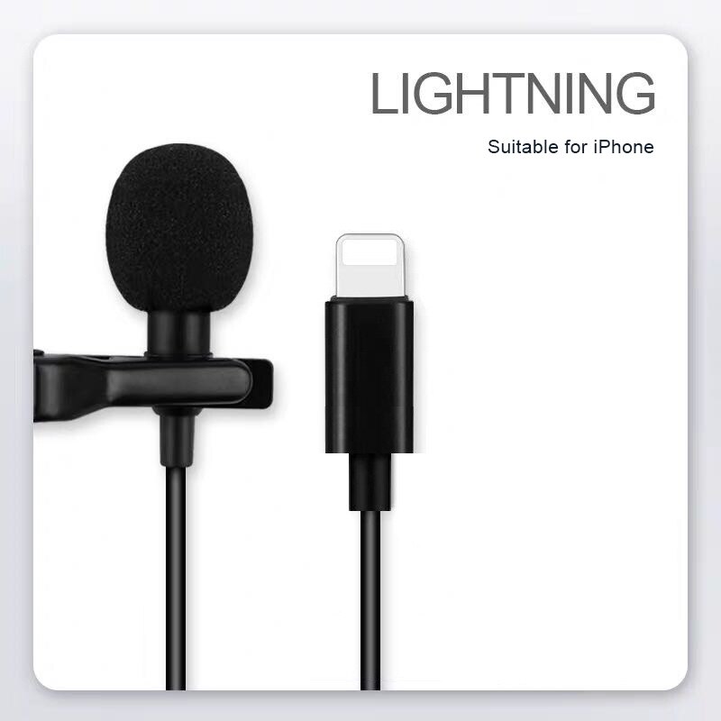 Mini Microphone For IOS Android Phone Omnidirectional lavalier microphone recording K song interview recording portable micropho: lightning