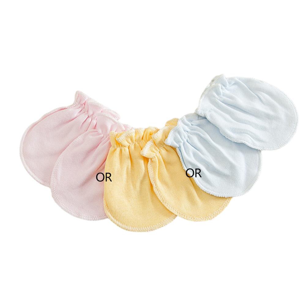 Mitones antiarañazos para bebé, protectores de manos Unisex, de algodón suave, cómodos, de colores sólidos, 3 pares