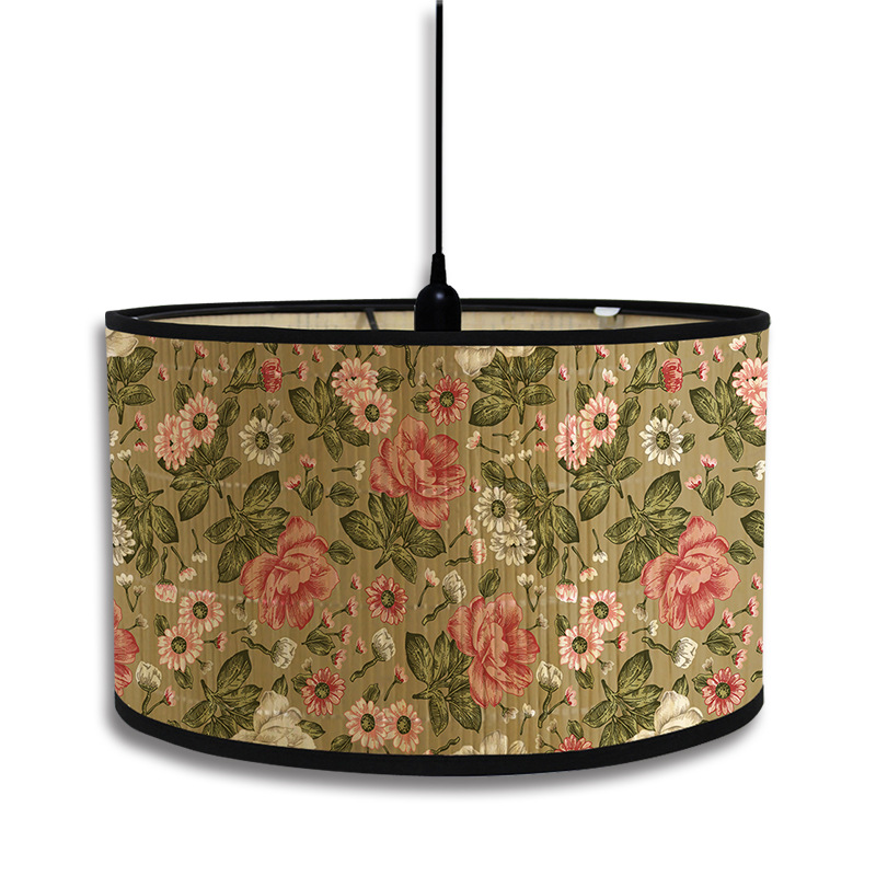 Abat-jour à motif de plante verte de Style nordique, abat-jour d'art en bambou, lustre de café, décor de salle d'accueil rétro, couvercle de lampe suspendue