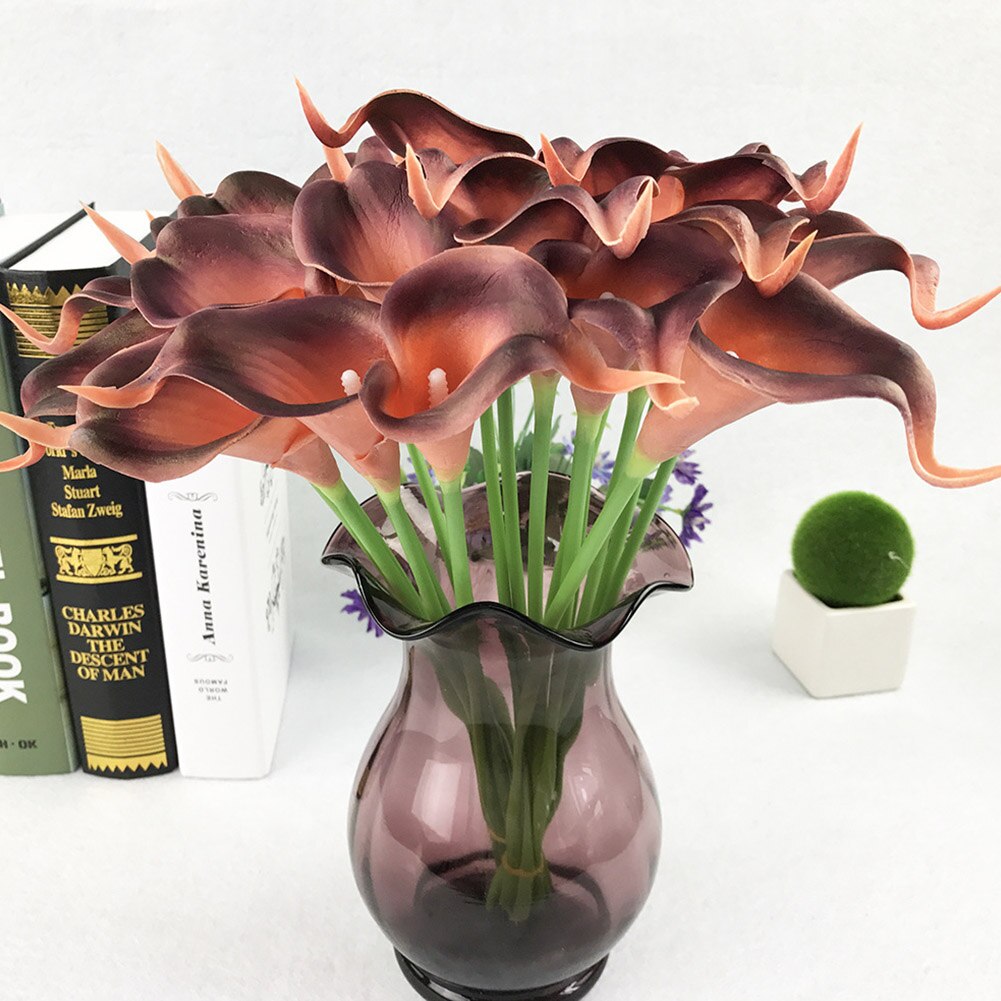 10Pcs Kunstmatige Calla Lelie Bos Latex Real Touch Nep Bloem Tuin Bridal Wedding Tafel Home Decor Boeket