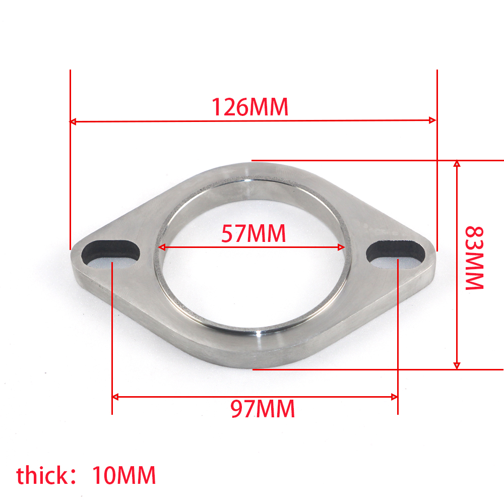 Automotive exhaust muffler 304 stainless steel welded flange two-hole sealing gasket 45/51/57/60/63/70/76mm: Ivory