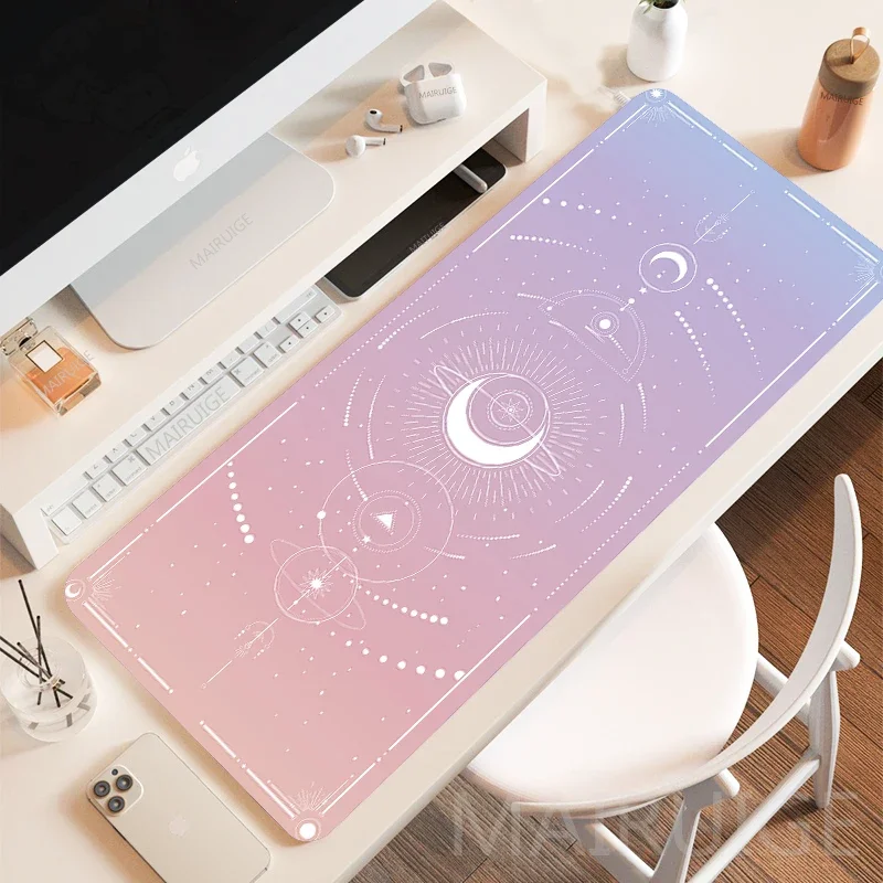 Kawaii Moon Star Podkładka pod mysz Girly Accessory Playmat Cute Carpets 400x900 Podkładka pod mysz Laptop Gamer Purple Pink Magic Duża klawiatura: XXL / BRĄZOWA