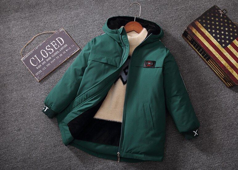 Herbst Winter freundlicher Oberbekleidung Mantel Sportliche Wasserdichte Winddicht Verdicken Kaschmir Mit Kapuze Jacke Für Jungen freundlicher kleidung Jungen Jacke: Grün / 9T