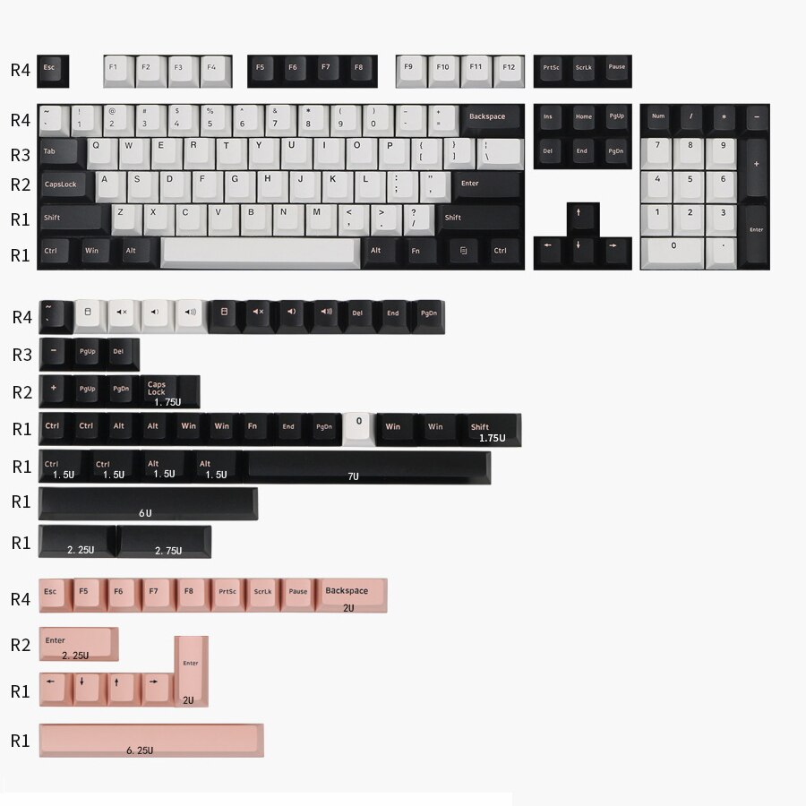 JKDK 166 KEYS Cherry Profile Keycap DOUBLE SHOT Thick PBT Keycaps FOR MX Switch Mechanical Keyboard: KIT 4