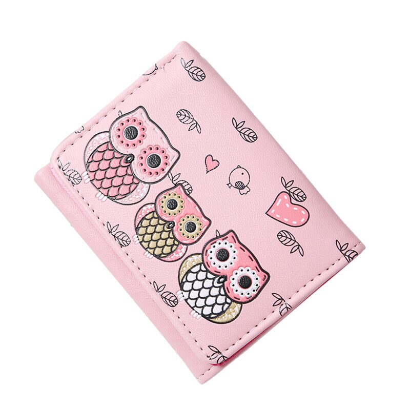 Kvinnor enkel retro uggla utskrift kort plånbok mynt handväska korthållare handväska clutch portfel cuzdan billetera carteira 40 ma 11: D