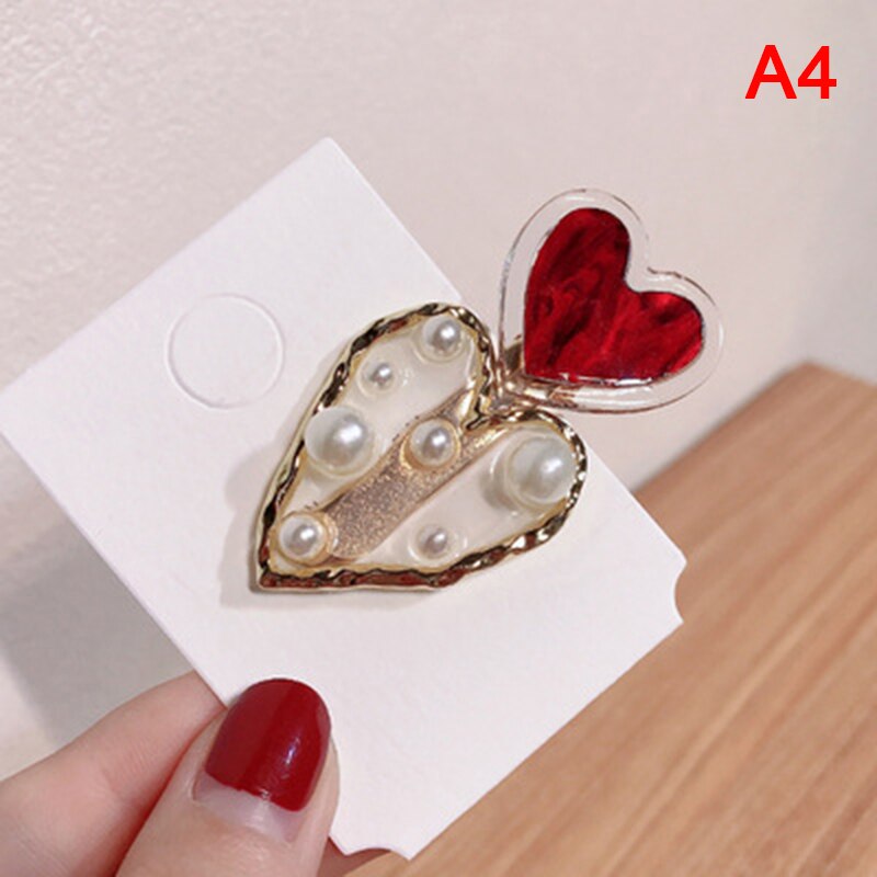 1Pcs Parel Rode Liefde Haarspeld Mode Haarspeld Eendenbek Clip Kant Clip Meisje Pony Clip Hoofdtooi Haarspeld: A4
