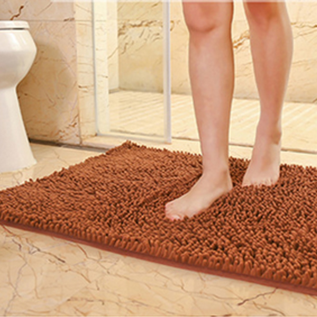 NewBath Mat Bathroom Carpet Bathroom Mat For Toilet Bathroom Rug Toilet Mat Tub Rug Anti-slipping Absorbent Soft Chenille
