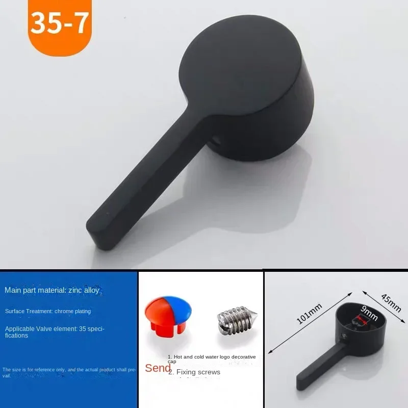 Black Faucet Switch Handle Mixing Valve Spool Handle Basin Kitchen Shower and Cold Faucet Repair Accessories