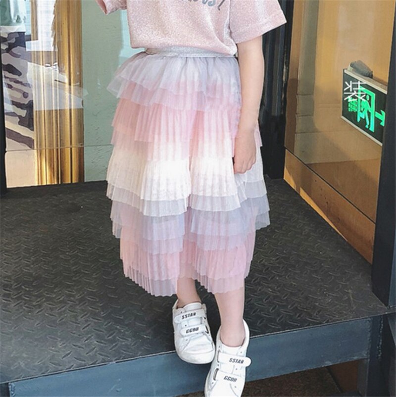 JEATHA Kids Girls Shiny Metallic Pleated Skirt With Built-in Shorts - Foto 4