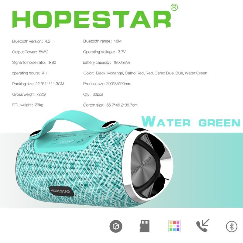 HOPESTAR H40 Esterna Impermeabile altoparlante del bluetooth Portatile 3D stereo Subwoofer Mp3 giocatore altoparlante Radio FM TF USB di trasporto libero Senza Fili suono