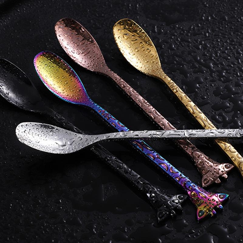 Stainless Steel Dessert Spoon Cartoon Giraffe Spoon Cake Ice Cream Coffee Stirring Spoon Kitchen Dining Teaspoon