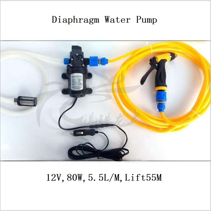 DC 12V 80W 5.5L Lift 55M Diaphragm Water Pump Self-priming Booster Pump with Pressure Automatic Switch Complete Equipment: Default Title