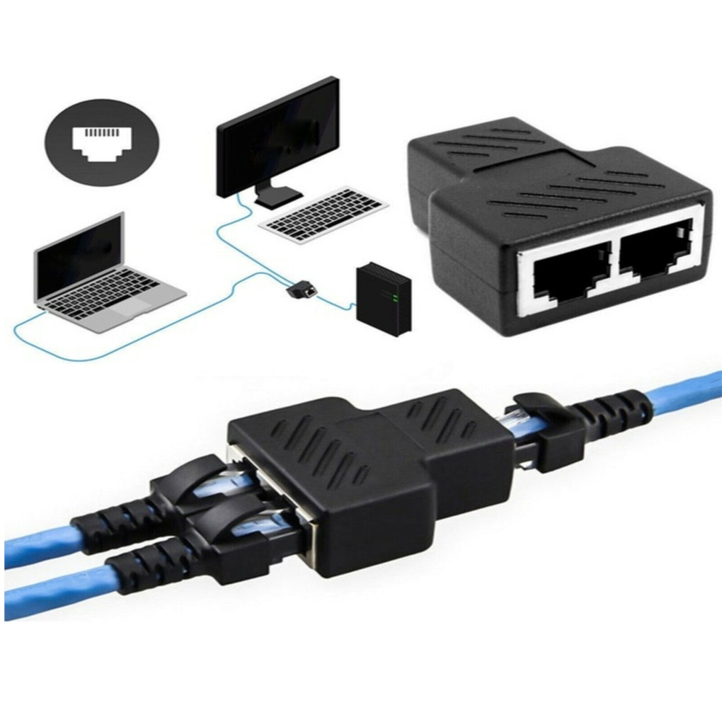 2Pcs Internet Kabel Splitter Ethernet RJ45 Kabel Dual Port Connector Netwerk Cord Splitting Converter