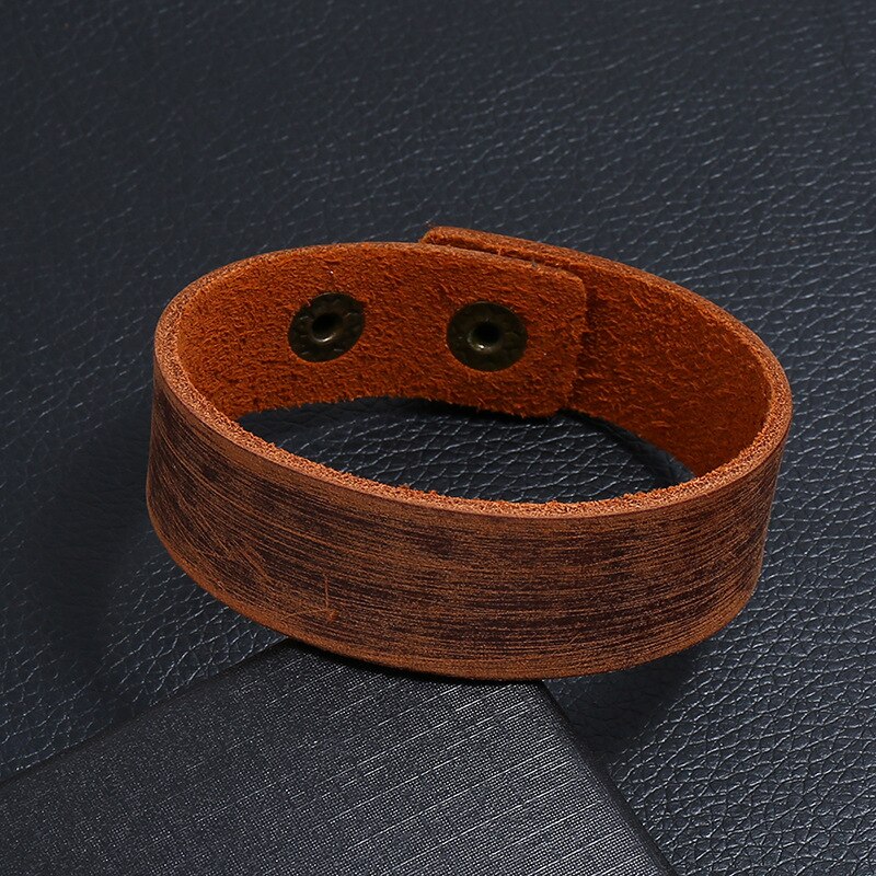 Vintage Leather Bracelet for Men Wrap Cuff Adjustable Wristband Bracelets for Male Female Jewelry 2cm Width