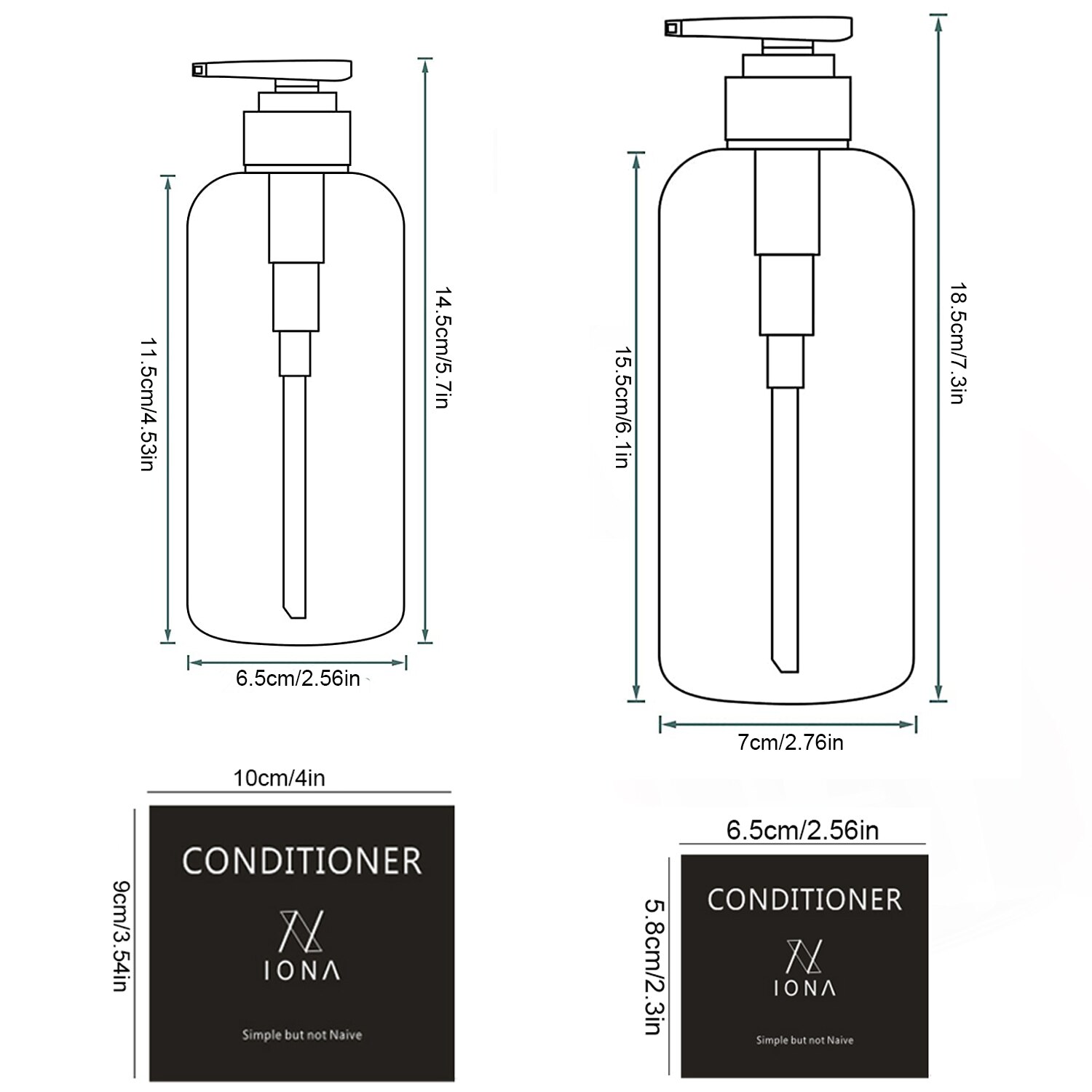 300/500ml Empty Soap Dispenser Bottle Refillable Lotion Hair Conditioner Shampoo Container Bottle with Waterproof Labels