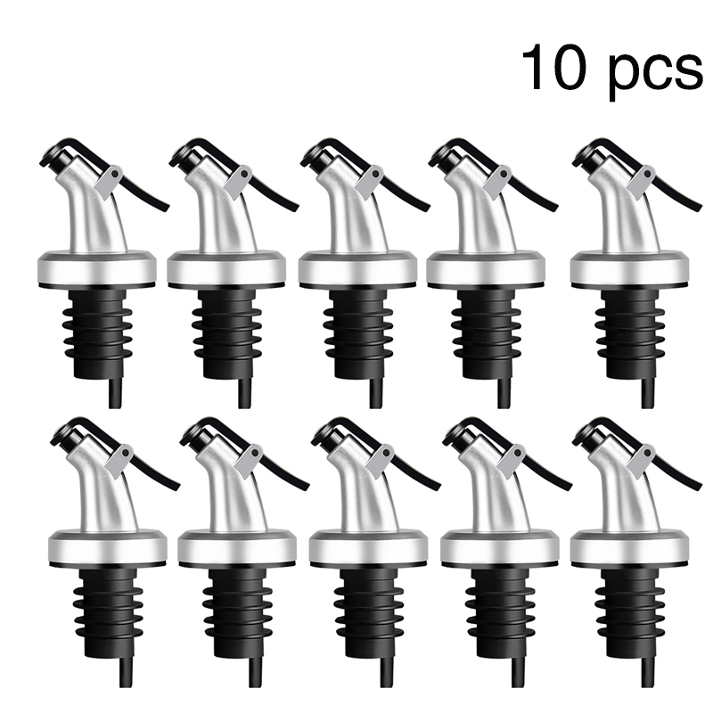 Tapón de botella de aceite, boquilla de guía de aceite de cocina, tapón de boquilla de salsa de soja, botellas de aceite y vinagre, 10 Uds.: 10pcs black