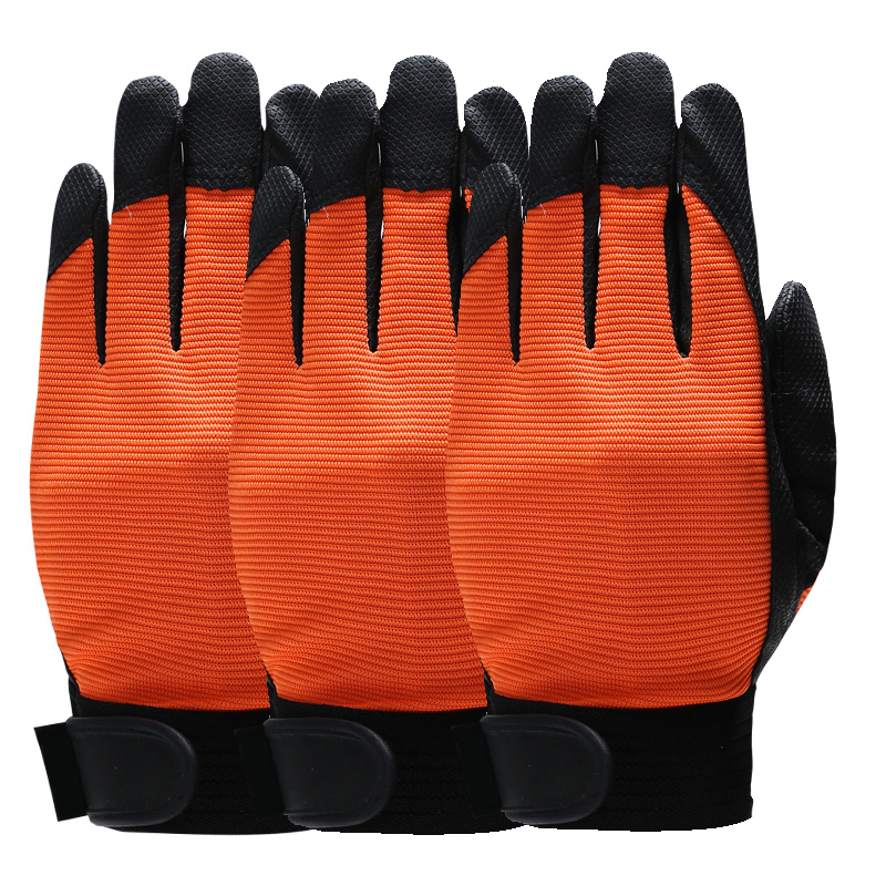 QIANGLEAF 3 stücke Blau Arbeit Handschuhe Sicherheit Ausrügestochen Mann Fahren Handschuh Bergbau Sicherheit Tragen Beständig Gummi Handschuhe 2510: Orange / M