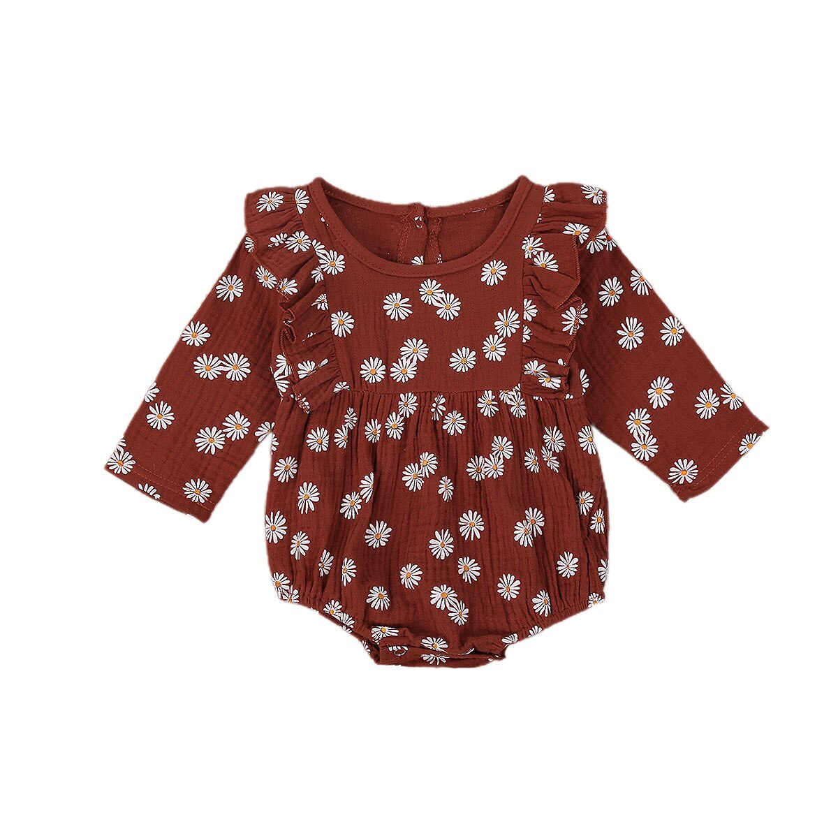 FOCUSNORM 0-24M Infant Baby Girls Boys Rompers Long Sleeve Ruffles Floral Print Jumpsuit Princess Baby Girls Clothes: Red / 18M