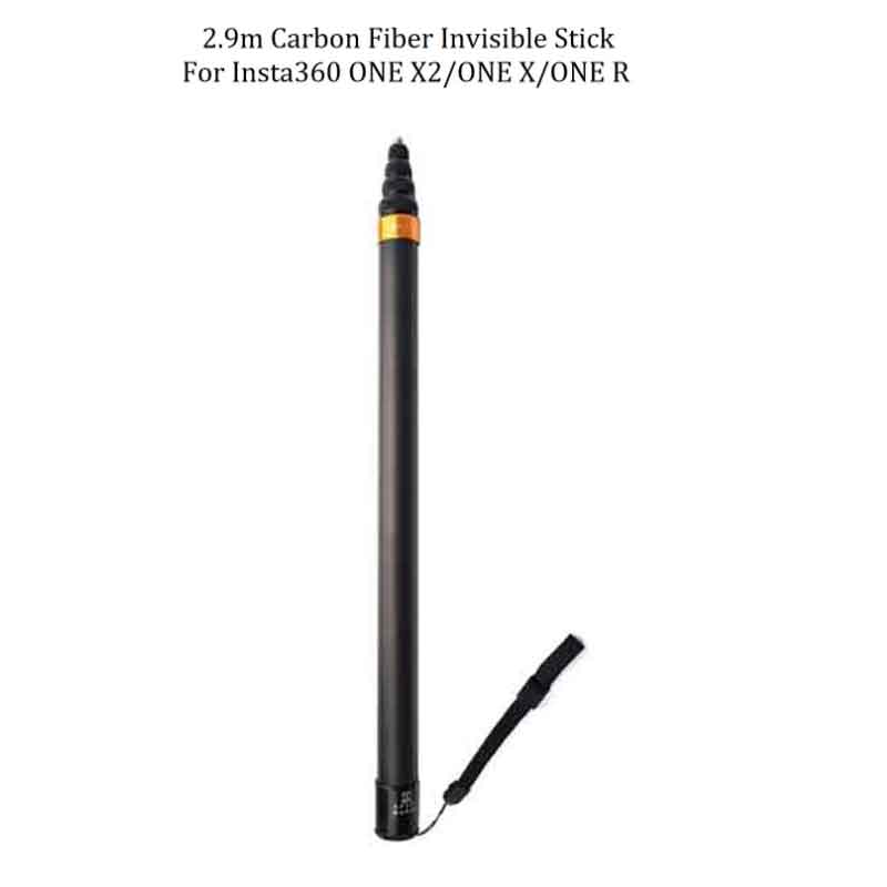2.9m Ultra-Long Carbon Fiber Invisible monopod tripod Selfie Stick For Insta360 gopro hero 9 10 8 5 4 3 sjcam dji camera: gold