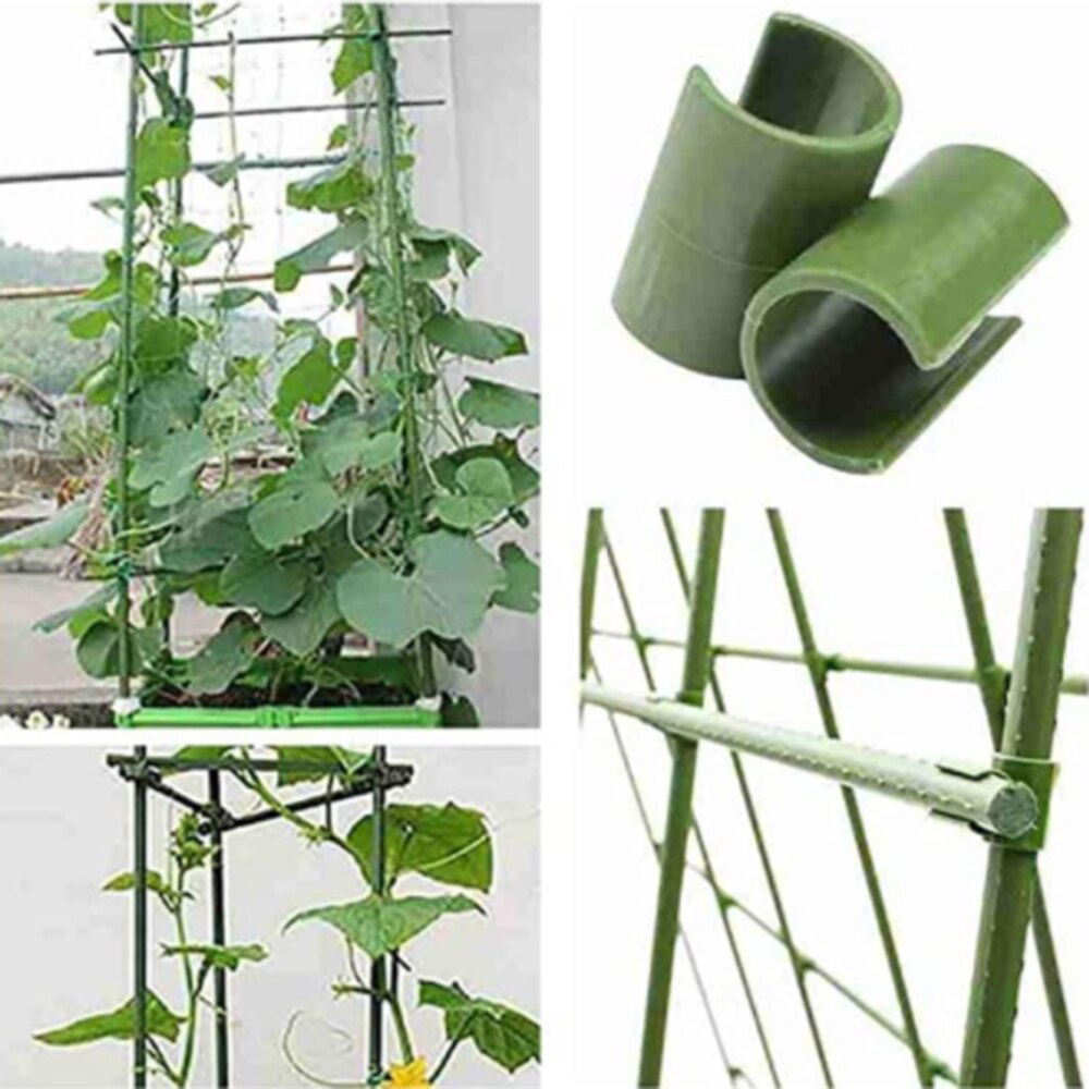 50/100PCS Cross Plastic clips Plant support Fixed Connector Adjustable Agriculture Fastener Pillars Gardening