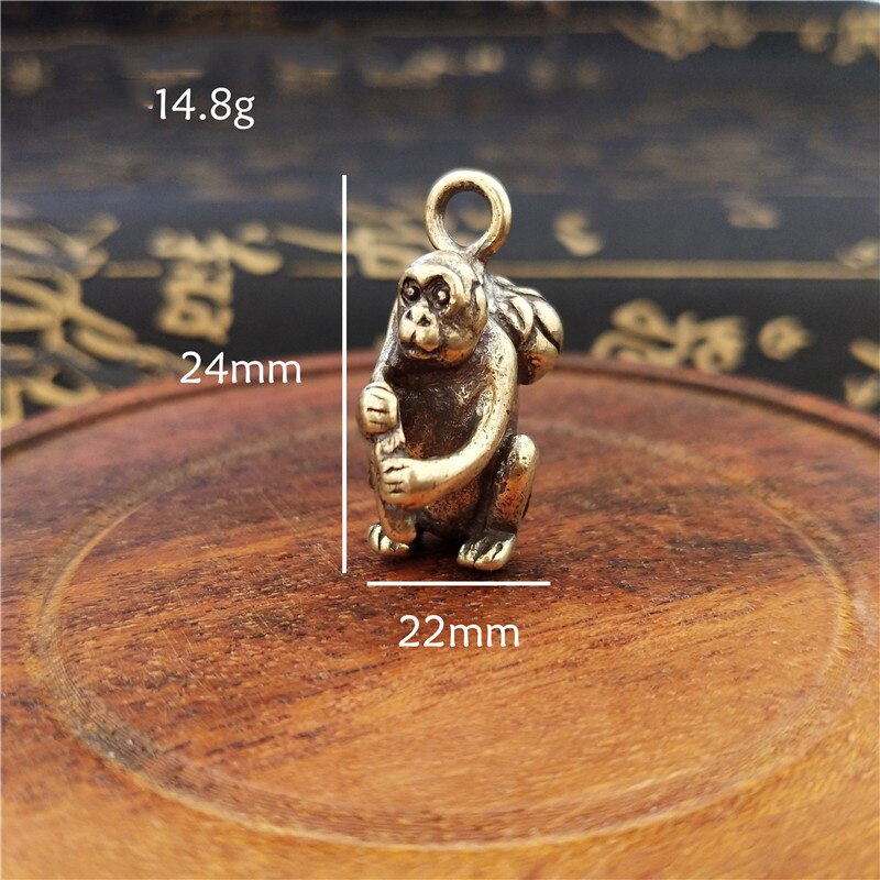 Antik bronze velkommen afskærmet løve konge statue hjem feng shui dekorationer heldig kobber ugle miniature figurer bordpynt: Abe