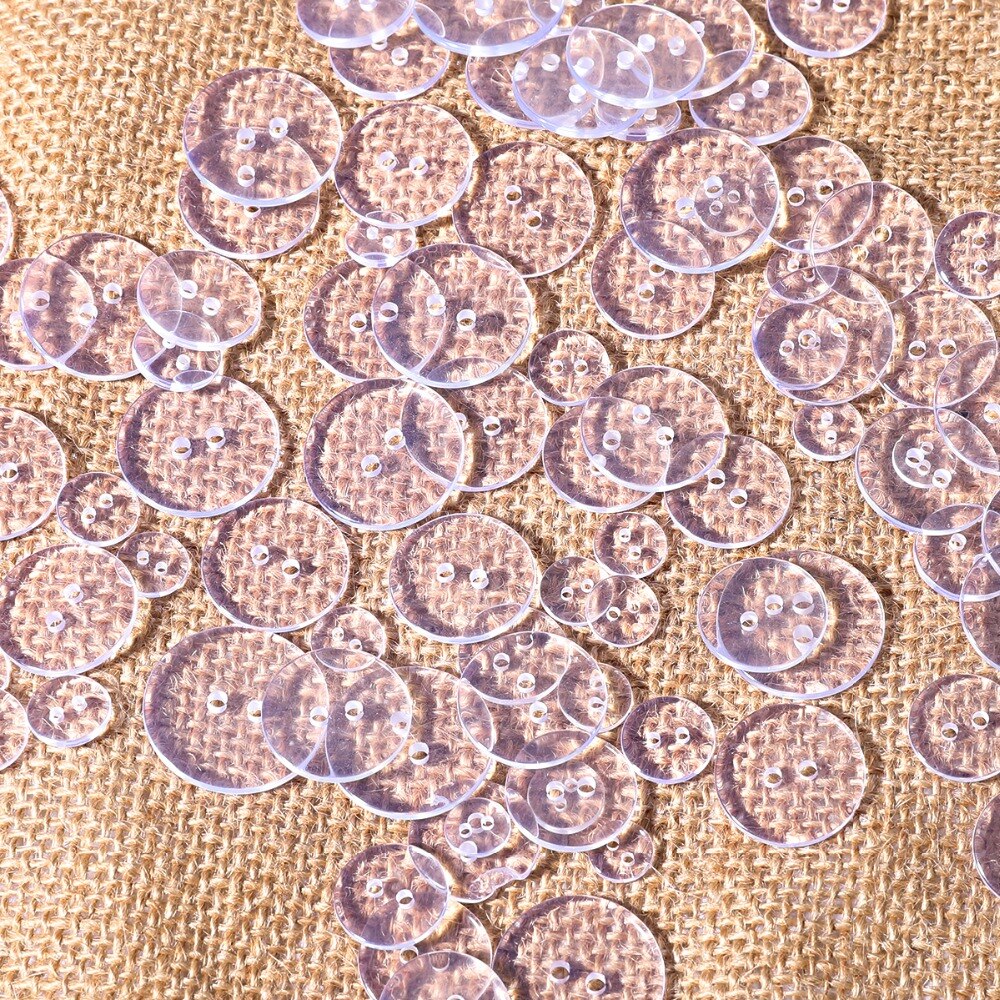 9-25mm plastic Resin Sewing Buttons Scrapbooking Round Lucency Two Holes Botones Bottoni Botoes Transparent Clear accessories
