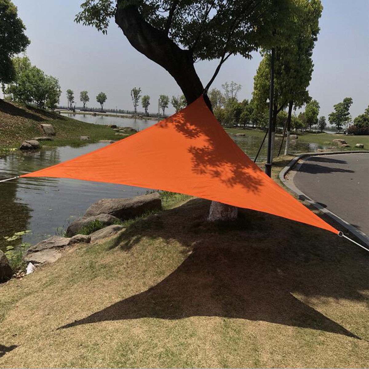 300D weight 160g material - waterproof polyester fabric - oxford orange orange red equilateral triangle shade sail