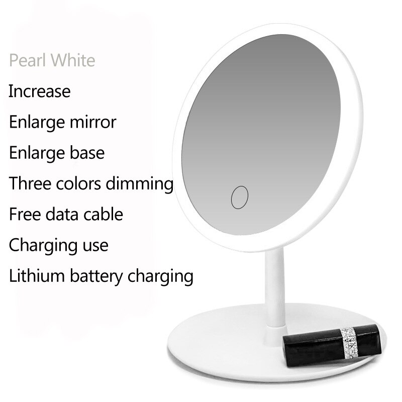 Led Mirror NL Makeup Mirror Touch Screen Vanity Mirror backlit Adjustable Mirrors Light Desk Cosmetic Light up: Three light White