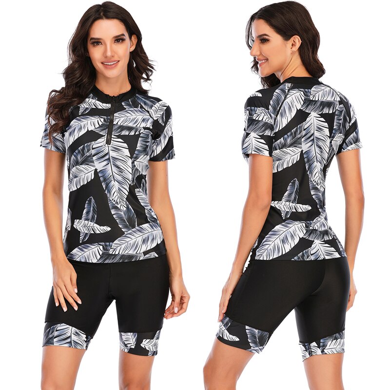 Bañador de una pieza para mujer, traje de baño de manga larga con estampado de S-2XL, para surf, Rashguard: M