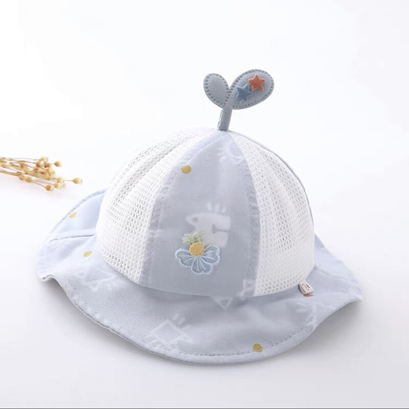 Baby Zon Emmer Hoed Mesh Hollow Out Cap Voor Baby Meisjes Baby Strand Hoed Met Brede Rand Kids Caps super Leuke FS99: Blauw