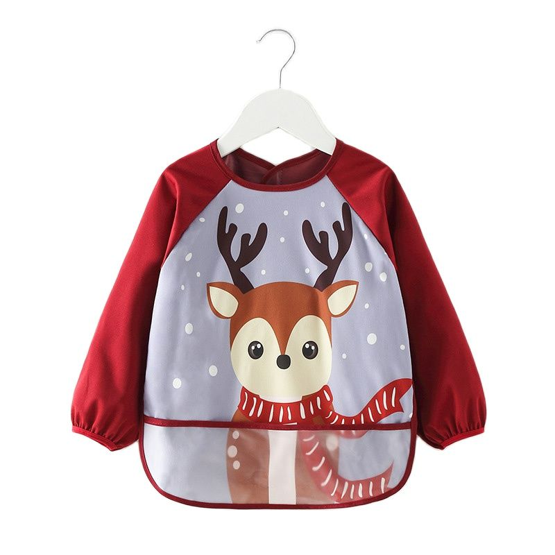 Cute Cartoon Baby Bibs Waterproof Infant Eating Bib with Pocket Children Drawing Long Sleeve Apron Kids Burp Cloth Baby Stuff