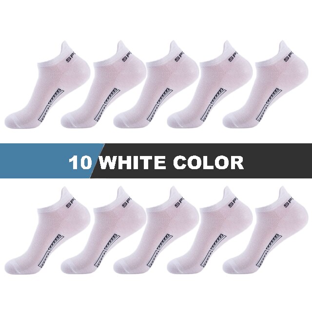10 par/lote calcetines de hombre de calcetines deportivos de algodón transpirables tobilleros malla Casual Atlético verano corte fino corto Sokken: Otros / Rojo