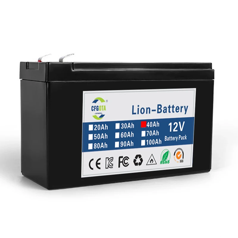 12V 40Ah lithium Battery Pack Lithium Iron Phosphate Batteries Built-in BMS For Solar Boat+12.6V Charger