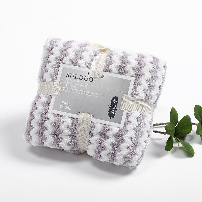 75*36cm Multicolor Face Towel Coral Velvet Bath Towel Soft Absorbent Microfiber Fabric Hair Towel Rapid Drying Towels: Plaid Purple