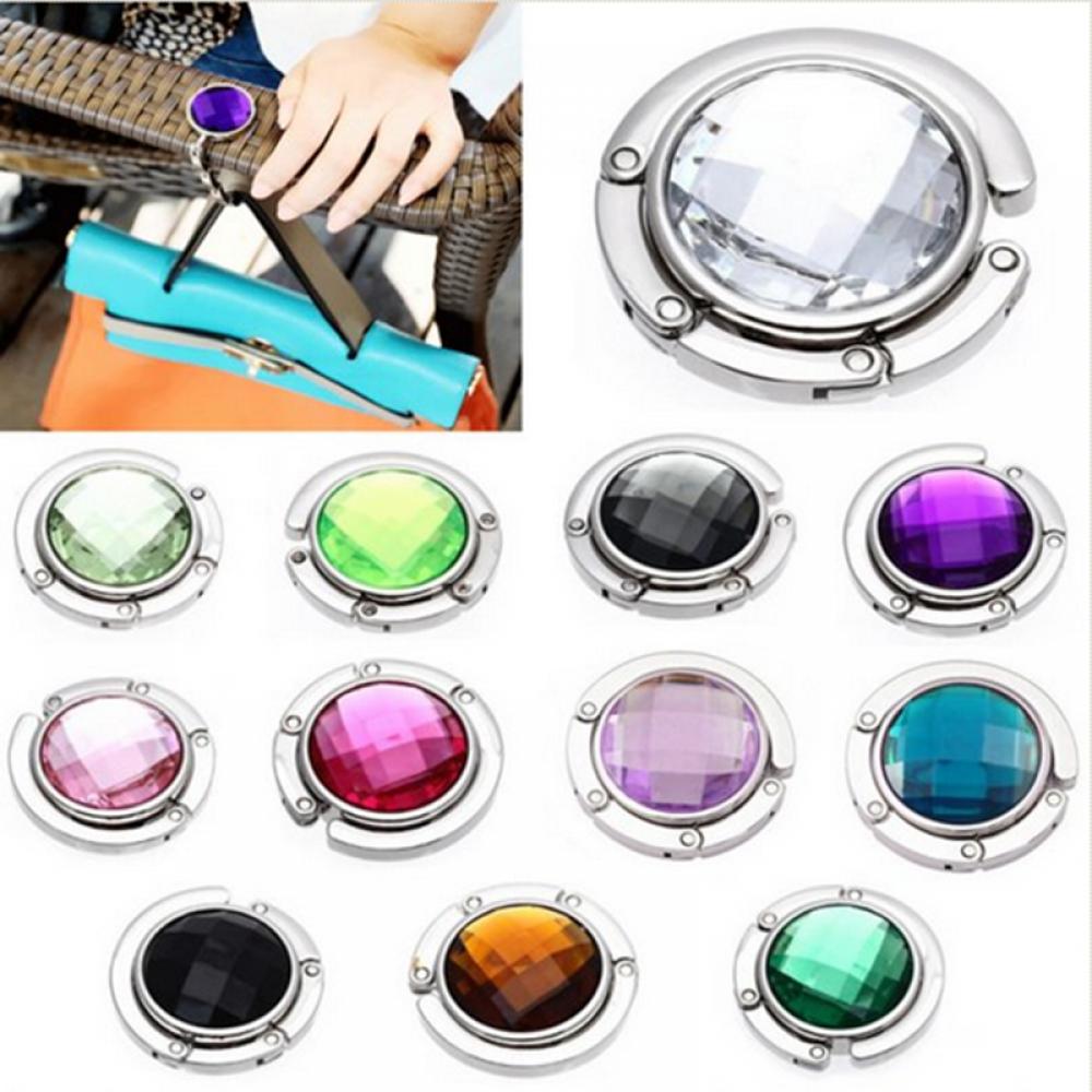 1 Piece Folded Handbag Bag Hook Hanger Holder Alloy Crystal Rhinestone Bag Holders Accessories 10 Colors