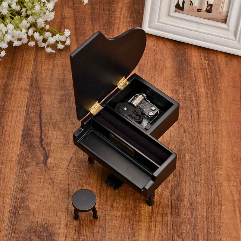 Caja de música de madera para Piano, 18 toneladas, para el Día de San Valentín, caja de música clásica con taburete artesanal