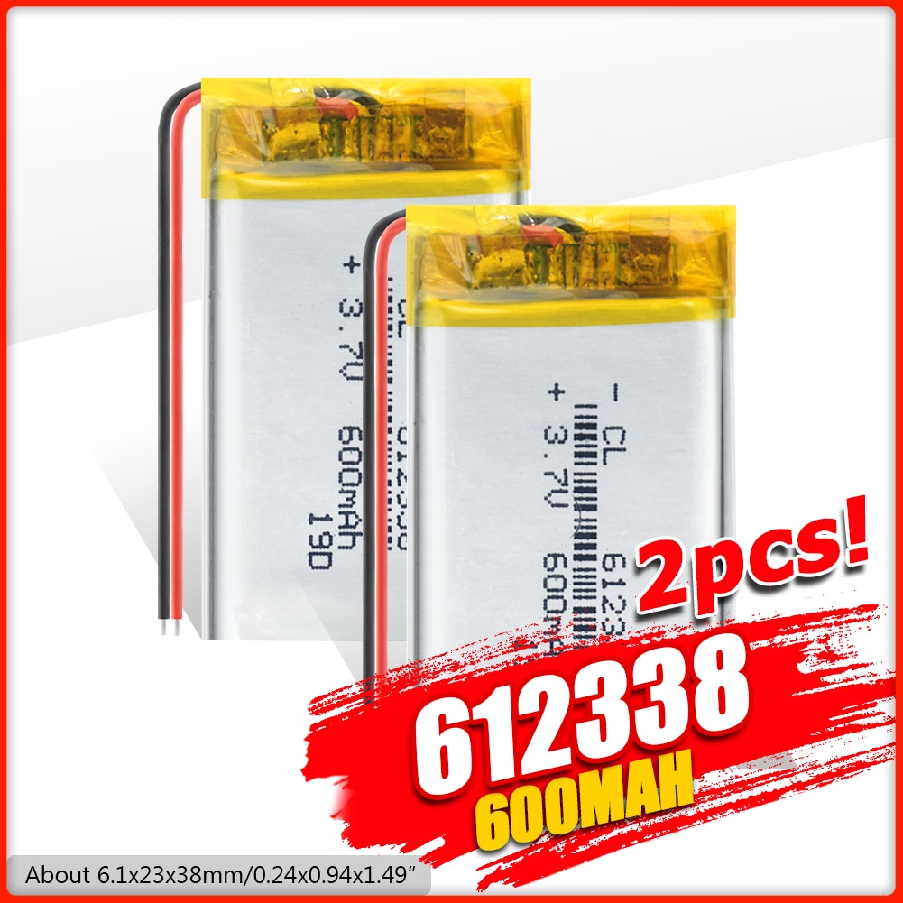 1/2/4 Pcs 612338 600mAh Lipo Battery 3.7V 612338 Lithium Polymer Li-polymer Batteries For DVR GPS MP3 MP4 Cell Phone Speaker