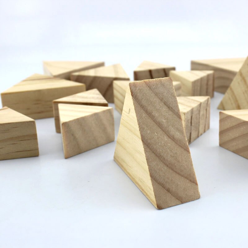 Ligesidet trekant træblok diy træflis ligesidet trekantlegeme ligebenede trekant træblok 60 ° regelmæssig trekant