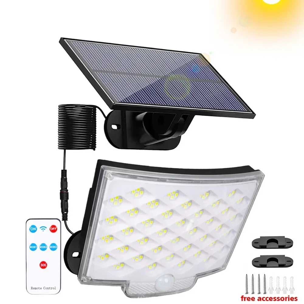 234 ledet solcelledrevet vegglampe med bevegelsessensor infrarød fjernkontroll 3 moduser terrasse veranda hage bakgård solcelledrevet utendørs lys: Rgb