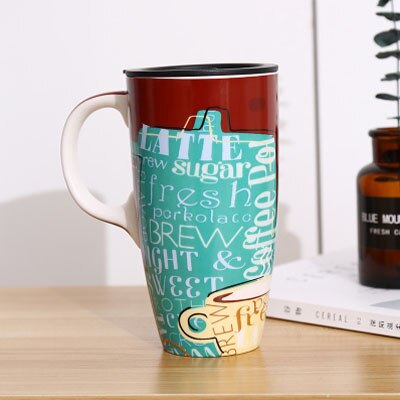 Fall Cute Cartoon Ceramic Coffee Milk Mug Mugs Breakfast Cereal Juice Red Tea Cup Student Friend Office Straw Cups: R