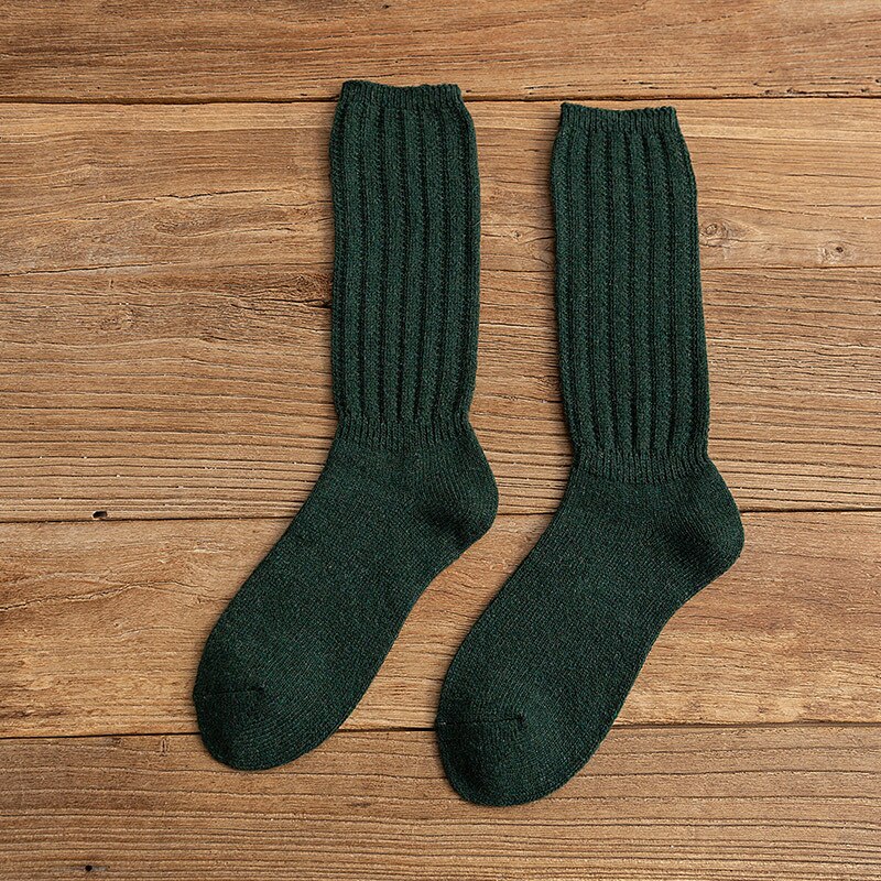 Harajuku Woollen Women Socks Soft Cotton Women Socks Solid Color High Tube Socks For Girls Winter Cute Thick Pile of Socks Lady: green