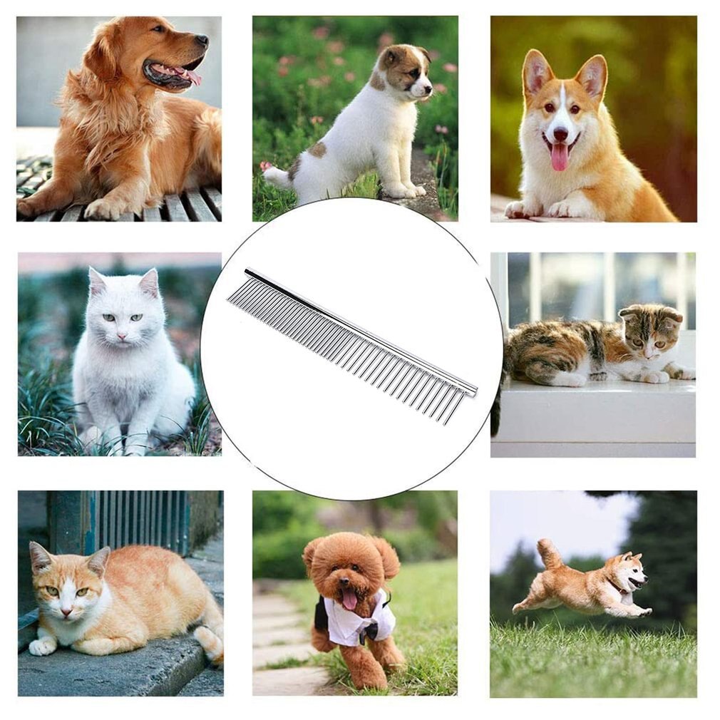 Portable Stainless Steel Pet Grooming Comb Shedding Comb Tool Poodle Finishing Butter Comb Grooming Comb