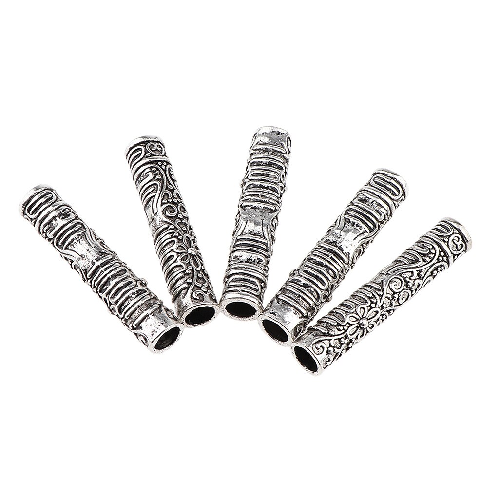 5Pcs Dreadlocks Beads Alloy Dread Locks Silver Metal Cuffs Hair Decoration Braiding Hair Jewels for Hairdressing,Hairstyle