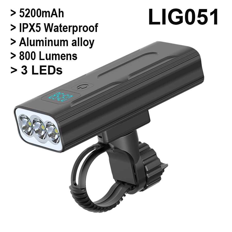 NEWBOLER 8 LEDs Pantalla de potencia de luz de bicicleta 2000 Lumen 10000mA Luces de bicicleta MTB Faros de ciclismo como accesorios de bicicleta de banco de energía: LIG051