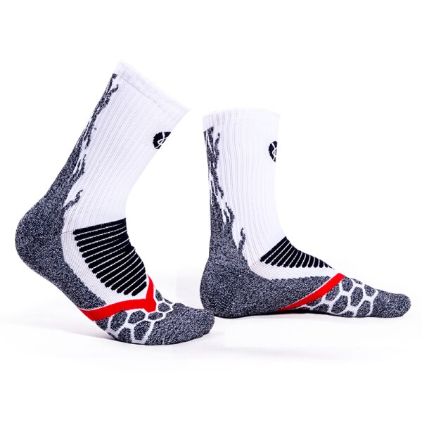 Kuangmi 1 para Sport Socken Professionelle Basketball Kompression Socken Schützen Füße Atmungs Wicking Socken Radfahren Fahrrad Socken: Weiß / XL