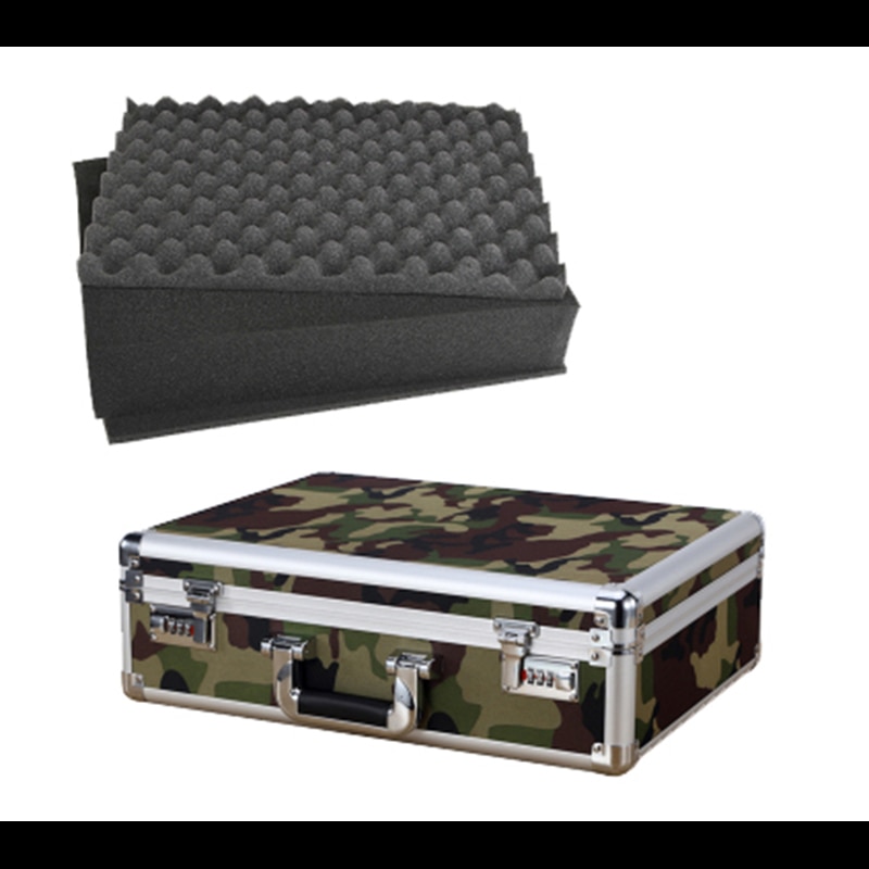 Aluminum Tool case suitcase toolbox password box File box Impact resistant safety case equipment camera case with pre-cut foam