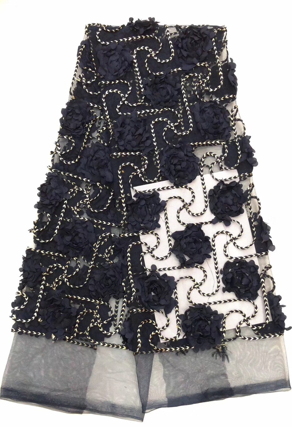 Kvinder kjole blonde stof 3d blomster blonde stof broderi mesh brudekjole beklædning tyl med blomst