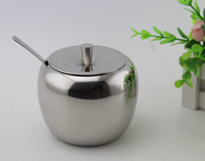 Stainless Steel Sugar Bowl with Lid and Sugar Spoon, 450 Milliliter